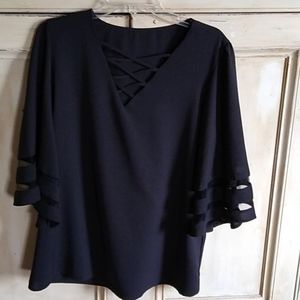 Black beautiful blouse with bell sleeves
